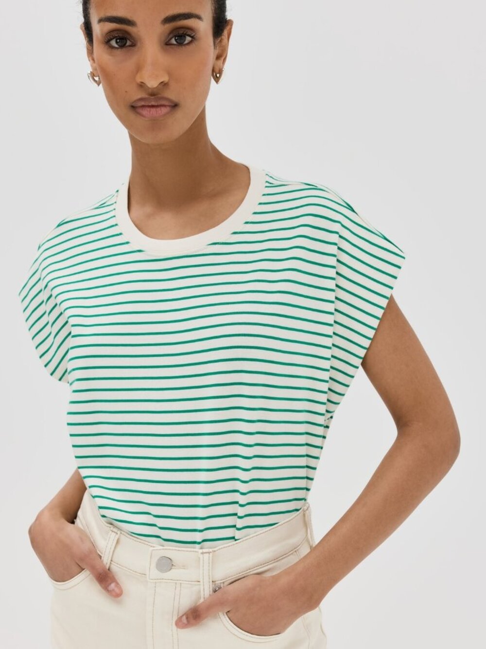 PISTOLA | Green Striped Trina Muscle Tee (size Medium)